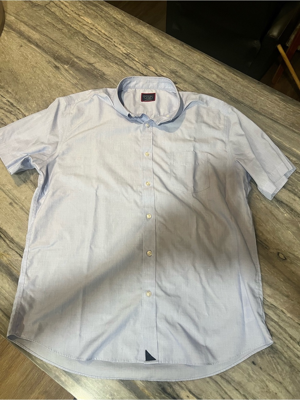 UNTUCKit Men's Light Blue Short-Sleeve Button-Down Casual Shirt Size x large sli